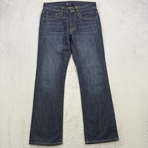 Gap Jeans Mens 29x30 Blue Denim Boot Cut Faded Whiskered Honeycomb Western Rodeo